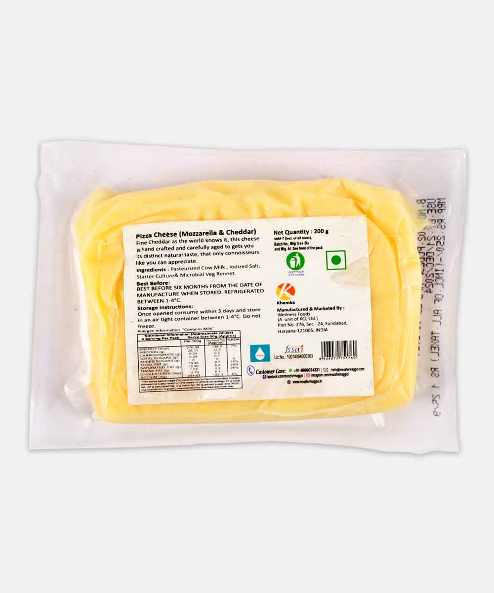 Mooz Mozzarella & Cheddar Pizza Cheese 200 Gm - Neelam Foodland Mumbai