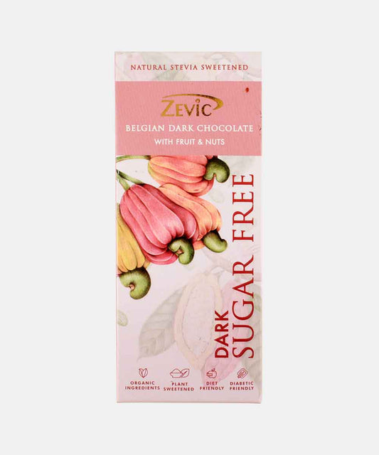 Zevic Dark Sugar Free Fruit & Nuts Chocolate 40 Gm