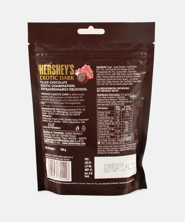 HERSHEYS EXOTIC DARK POMEGRANATE CHOCOLATE 100