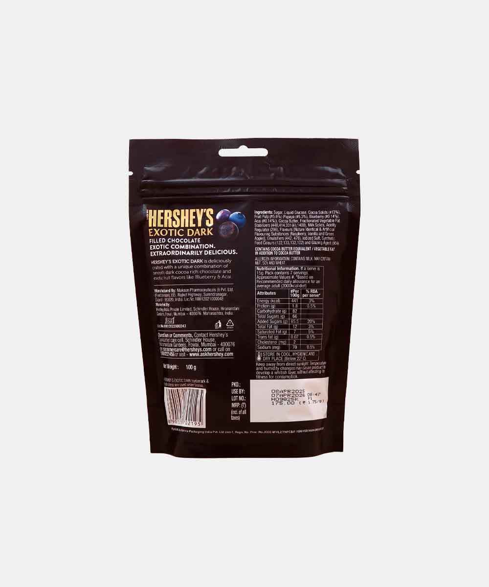 Hersheys Exotic Dark Blueberry & Acai Chocolate 100 Gm