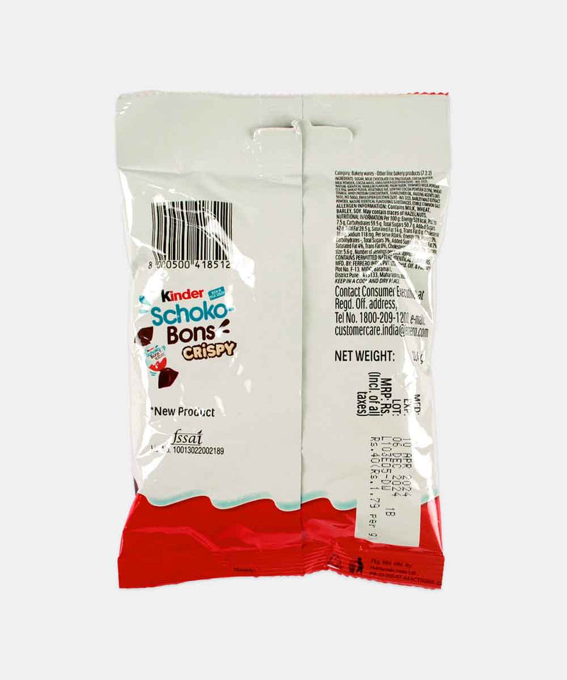 KINDER SCHOKO BONS CRISPY MILKY & COCOA CRISPY WAFER 22.4