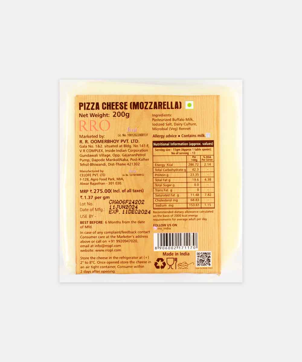 Rro Pizza Cheese Mozzarella 200 Gm