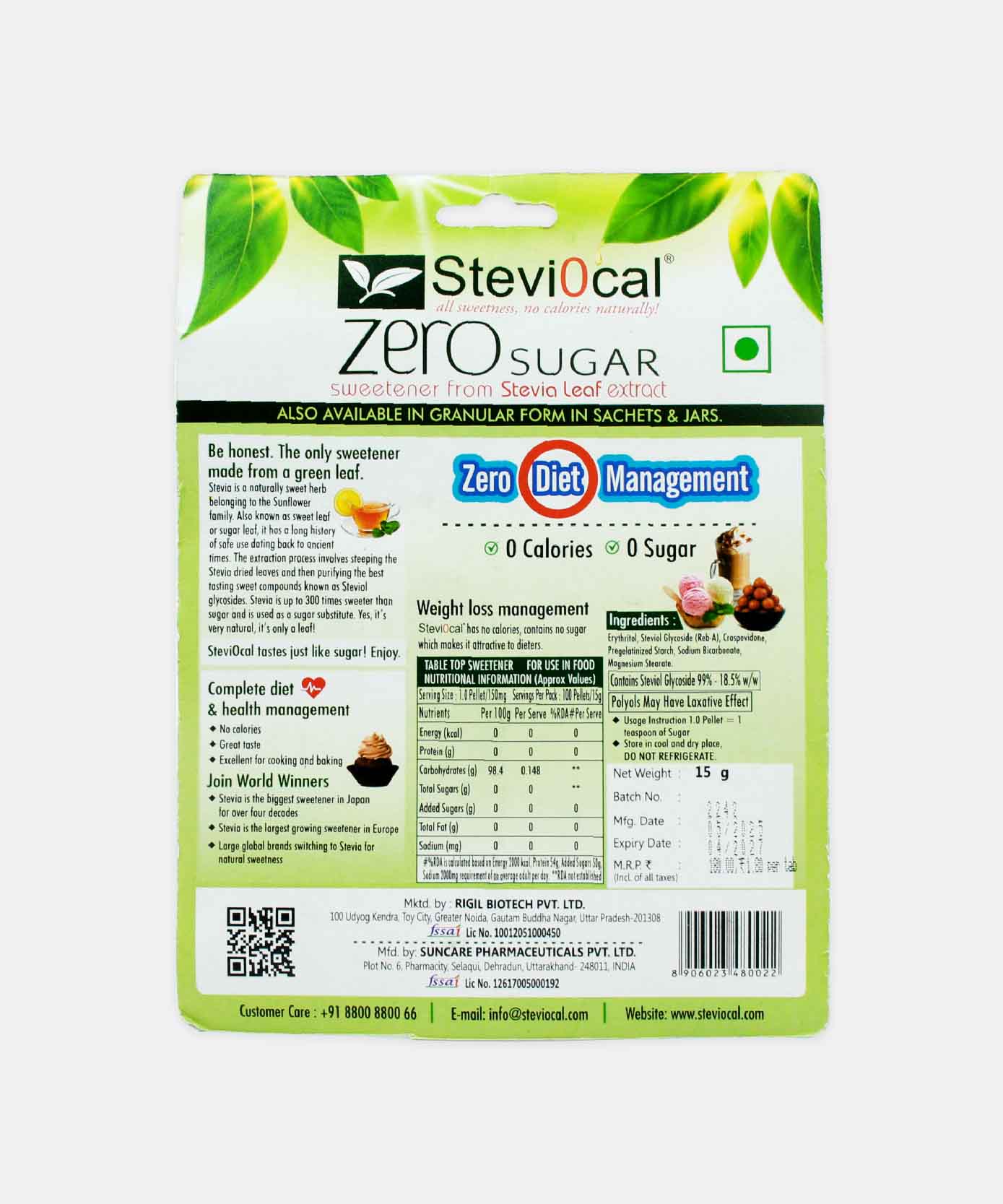 Naturally Sweet Steviocal Zero Diet Tablet 15 Gm