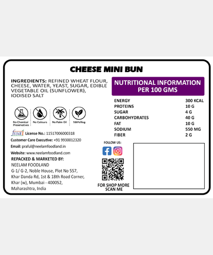 Cheese Mini Bun 9 Pc 230 Gm