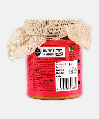 The Butternut Co. Almond Butter Unsweetened Creamy 200 Gm