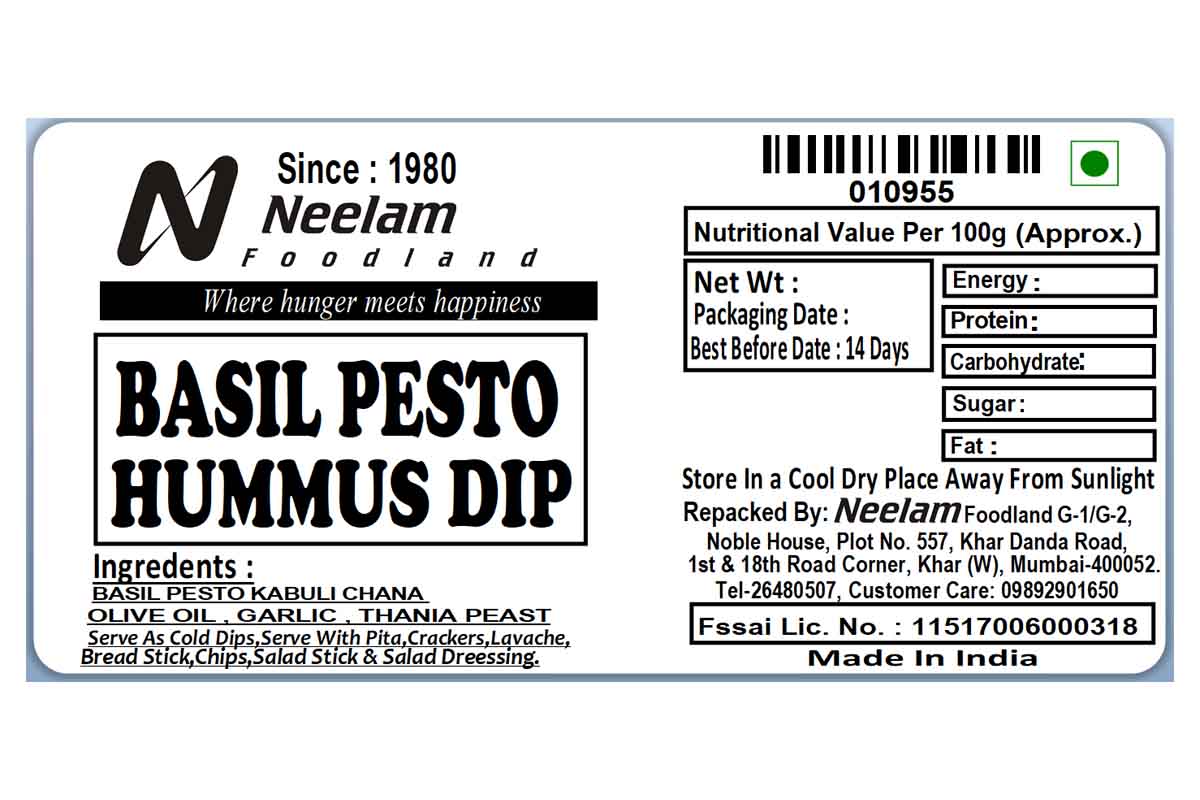 Basil Pesto Hummus Dip 200 Gm