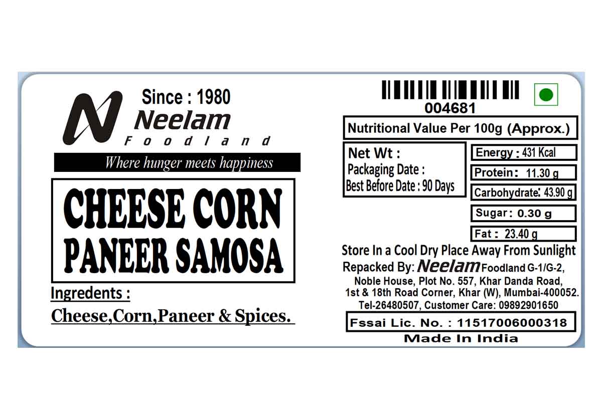 Cheese Corn Paneer Samosa 6Pc