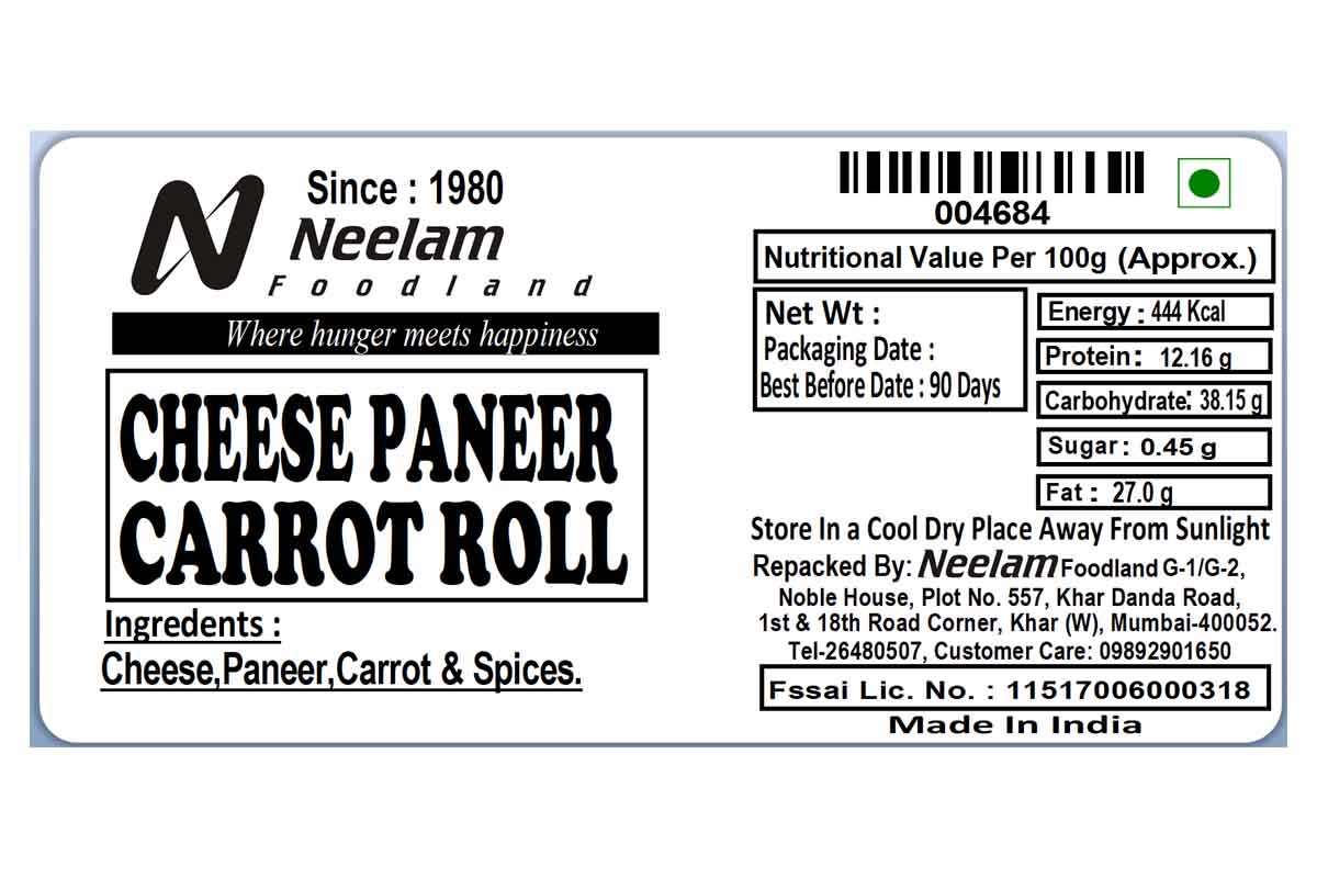 Cheese Paneer Carrot Roll 5 Pcs