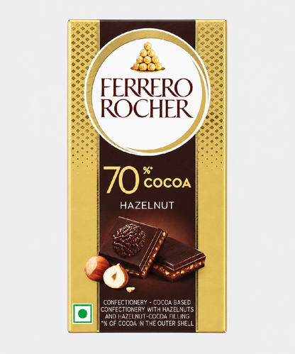 Ferrero Rocher 70% Cocoa Hazelnut Chocolate 90 Gm