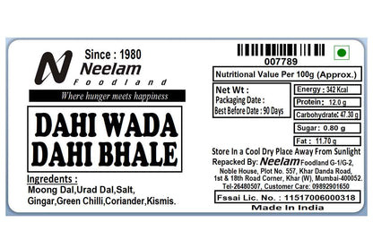 Dahi Wada /Dahi Bhale Frozen Packet 10 Pc