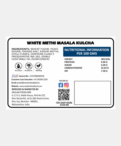 White Mithi Masala Kulcha 4 Pc