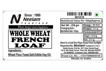 Whole Wheat French Loaf 250 Gm