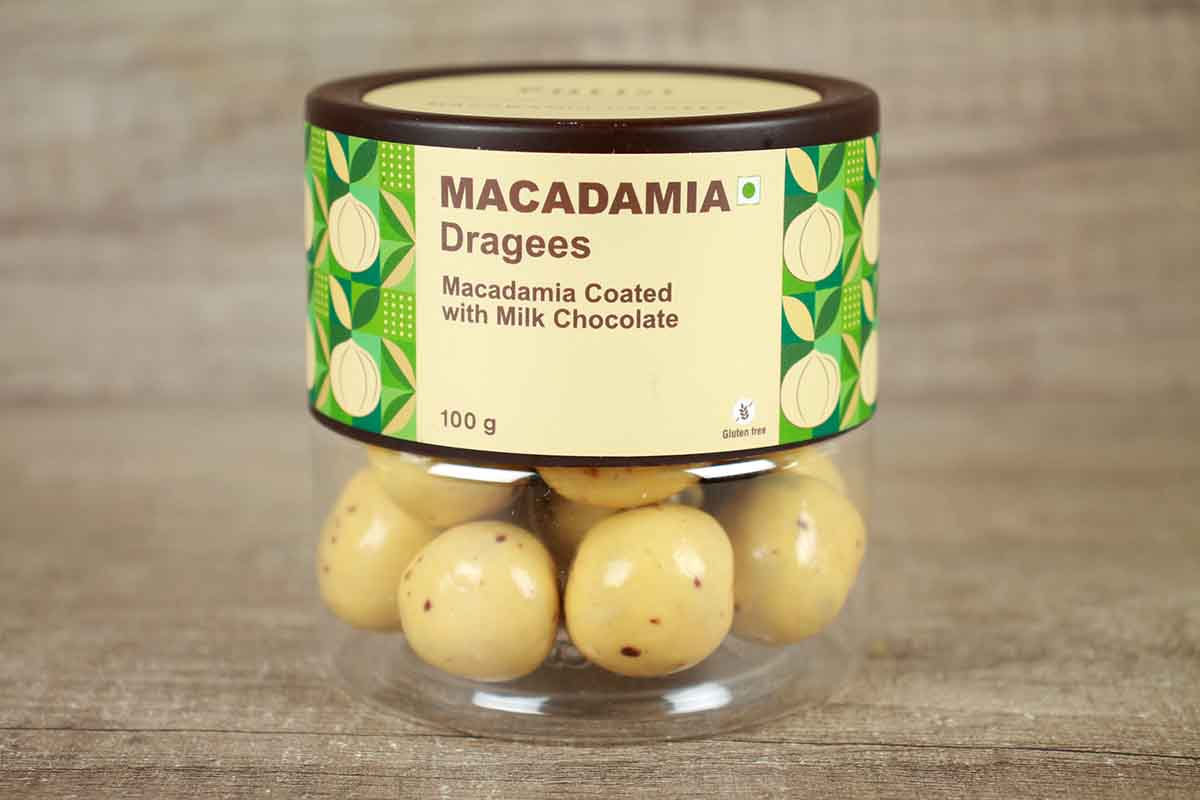 Entisi Macadamia Dragees Coated With Milk Chocolate 100 Gm