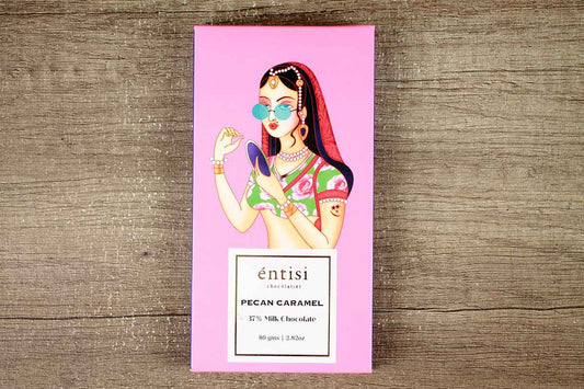 Entisi Pecan Caramel 37% Milk Chocolate 80 Gm