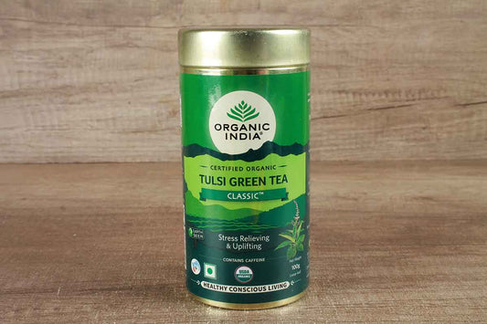Organic India Lemon Ginger Tulsi Green Tea Tin 100 Gm