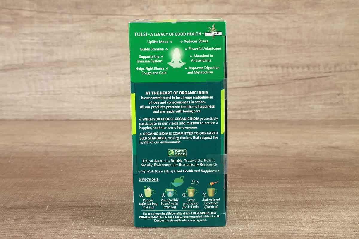 Organic India Tulsi Green Tea Pomegranate 25 Bag 50 Gm