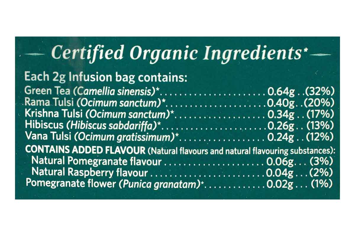 Organic India Tulsi Green Tea Pomegranate 25 Bag 50 Gm