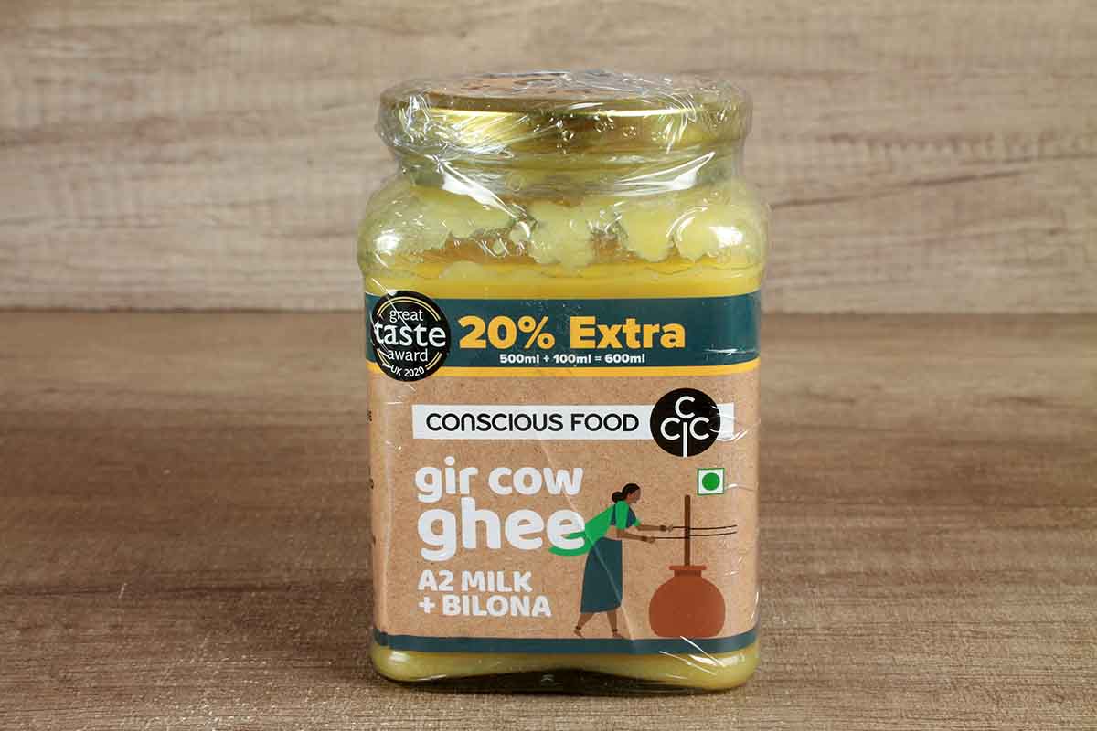 Conscious Food Gir Cow Ghee A2 Milk + Bilona 500 Gm