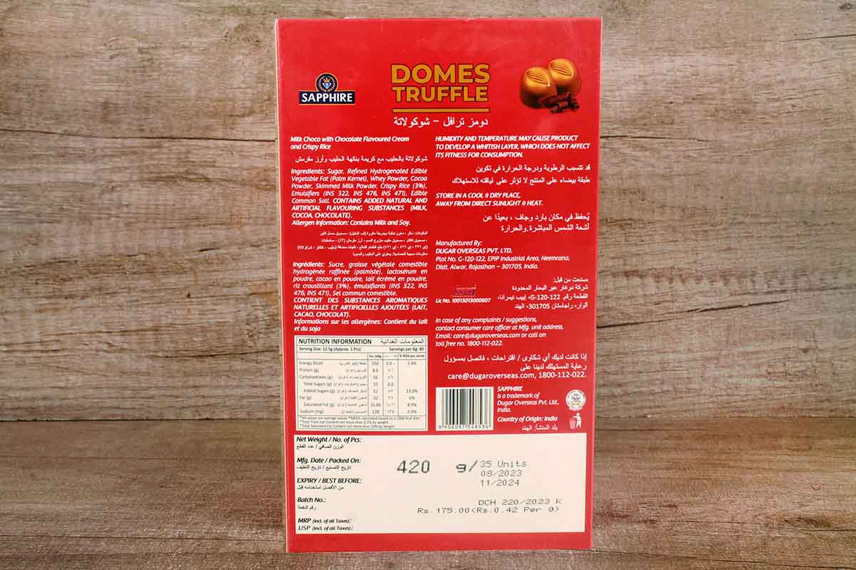Sapphire Domes Choco Chocolate Flavour 420 Gm