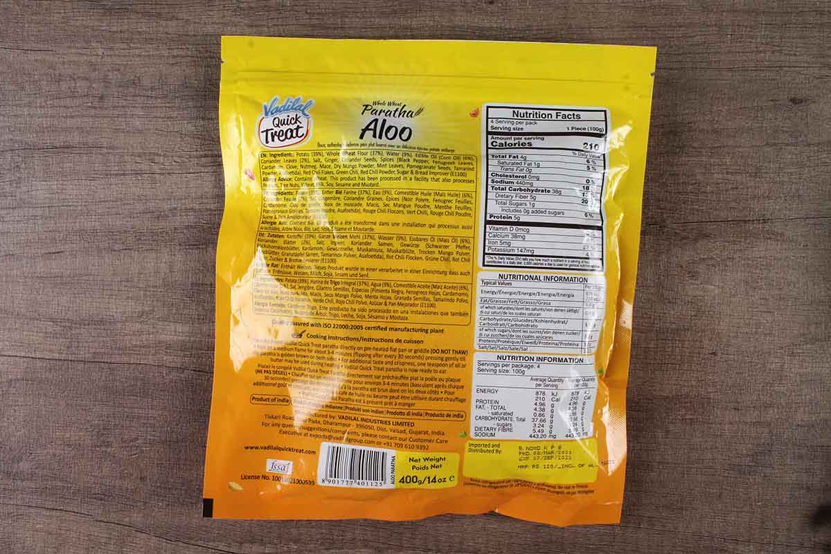 Vadilal Aloo Paratha 400 Gm