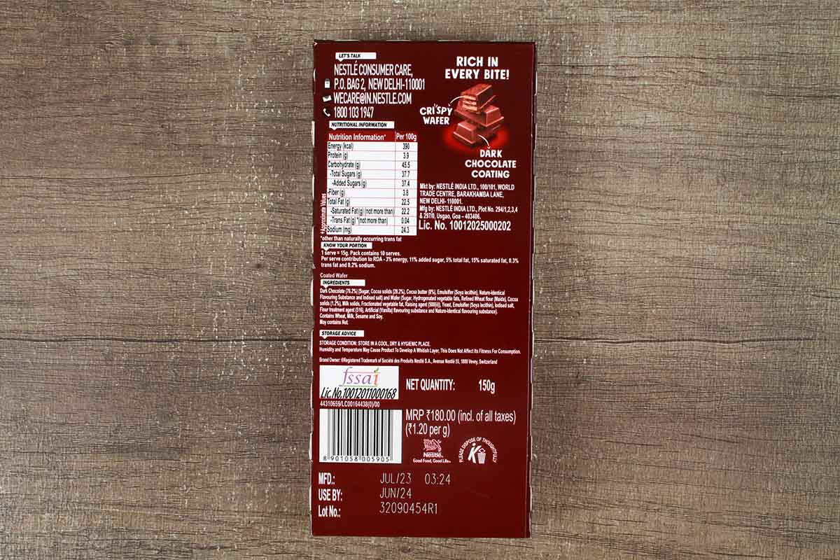 Nestle Kitkat Dark Coated Wafer Chocolate 150 Gm