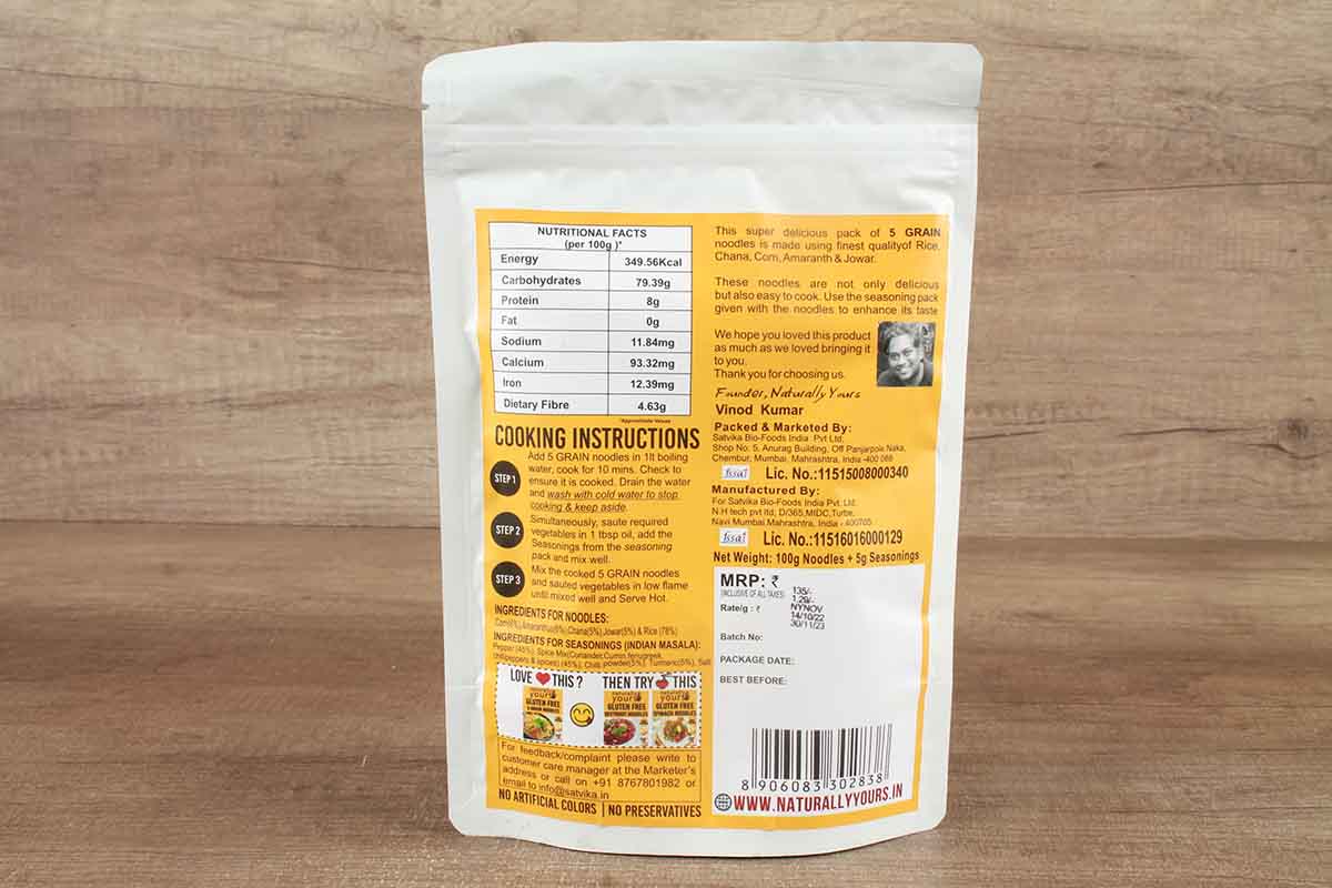 Naturally Yours Gluten Free 5 Grain Noodles 100 Gm