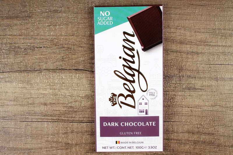 BELGIAN GLUTEN FREE DARK CHOCOLATE NO SUGAR ADDED 100