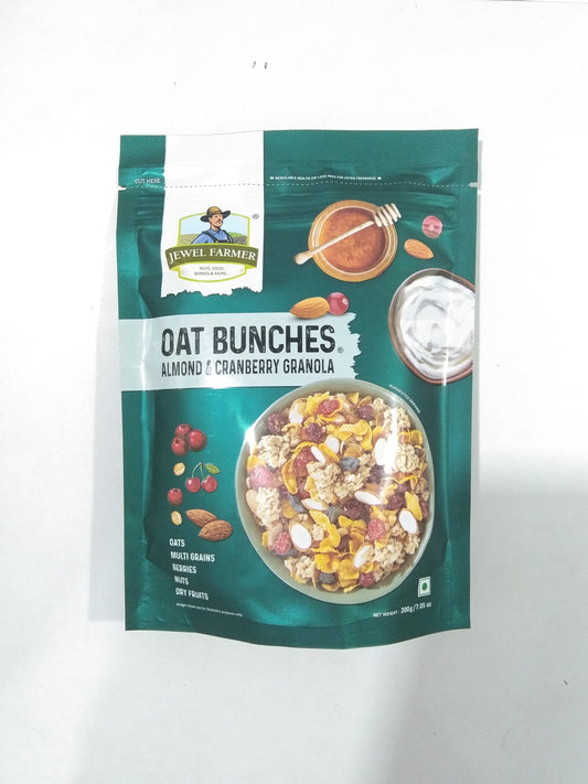 Jewel Farmer Oat Bunches Almond & Cranberry Granola 200 Gm
