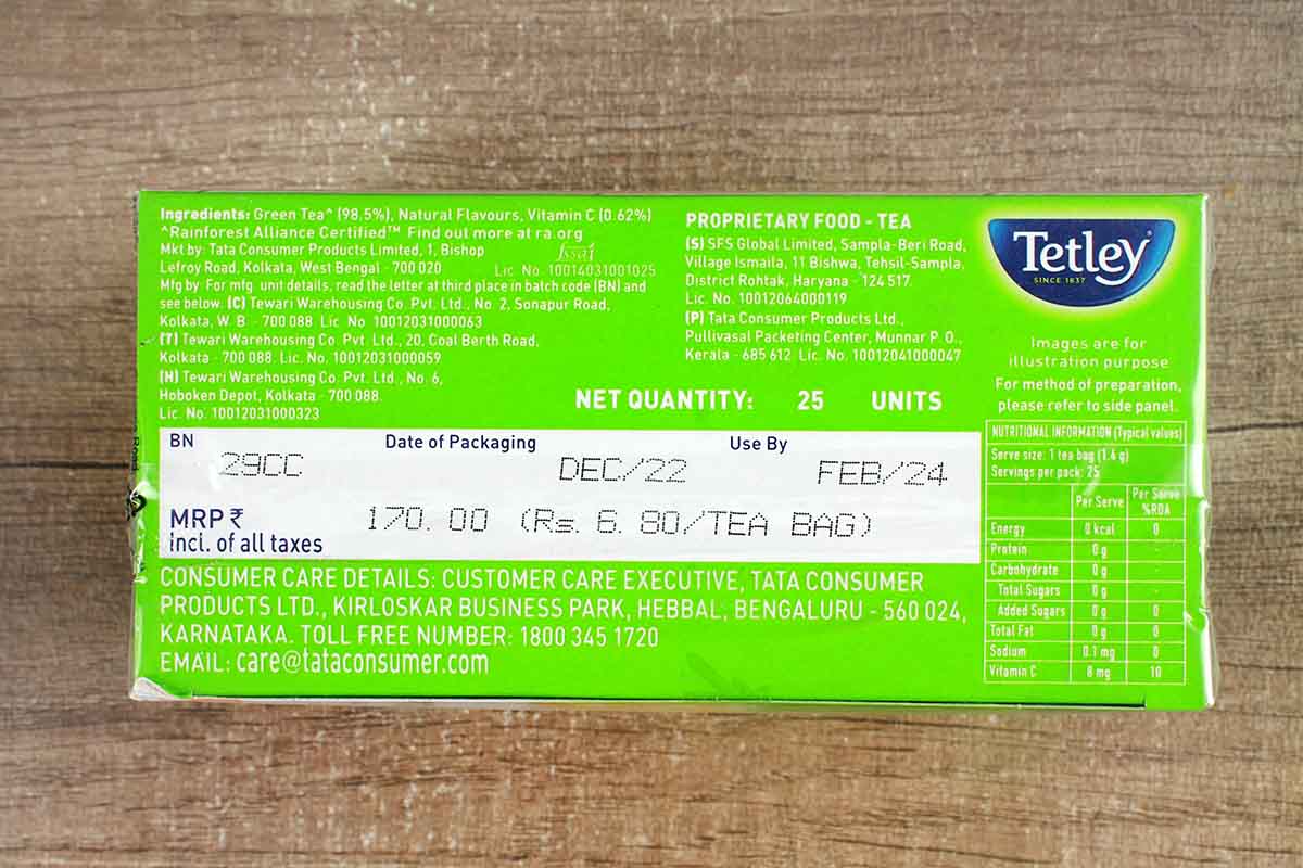 Tetley Lemon & Honey Green Tea (25 Bag)