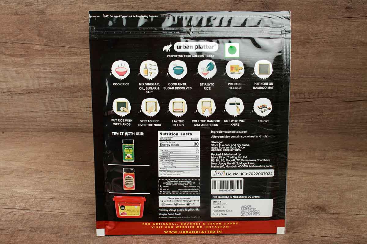 Urban Platter Sushi Nori 10 Sheets 25 Gm