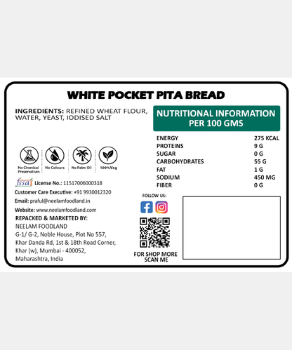 White Pita Bread 4 Pc 100 Gm
