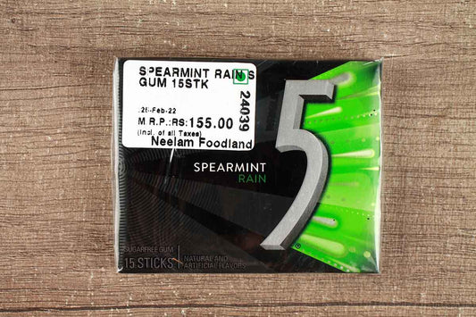 5 Rain Spearmint Sugar Free Gum 15 Stick 37.5 Gm