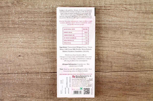Zevic Belgian Couverture Classic Milk Sugar Free Chocolate 40 Gm