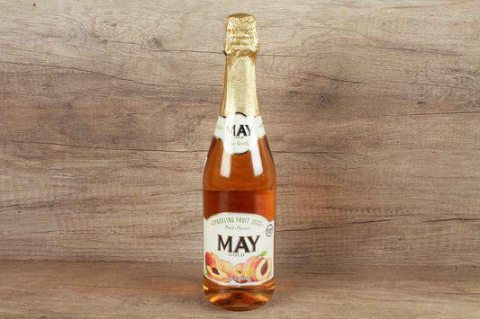 May Gold Non Alcoholic No Added Sugar Peach Flavour Sparkling Fruit Juice 750 Ml