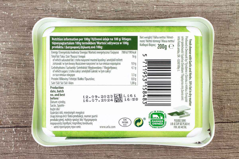 ARLA GARLIC & HERBS LACTOFREE FRESH CHEESE 200