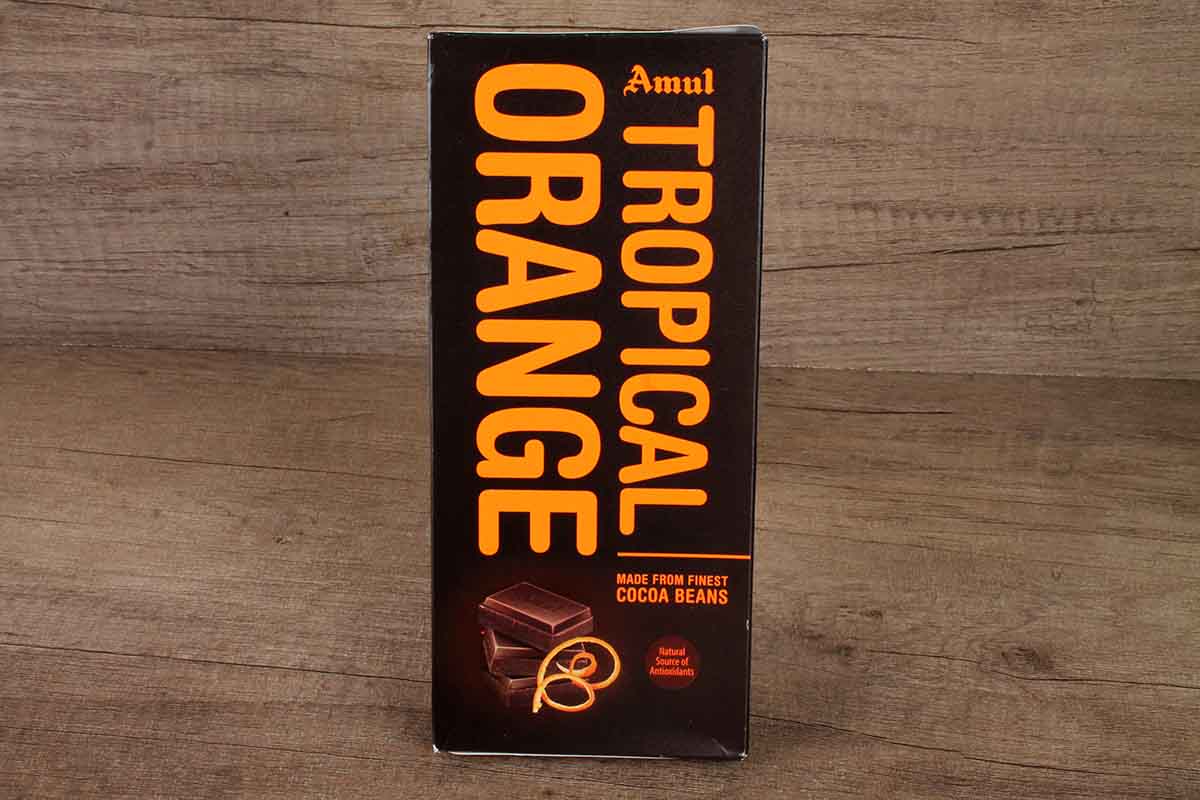 Amul Tropical Orange Finest Cocoa Beans Chocolate 150 Gm