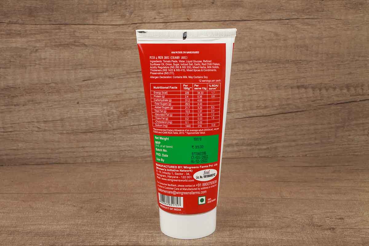 Wingreens Farms Pizza & Pasta Sauce 180 Gm
