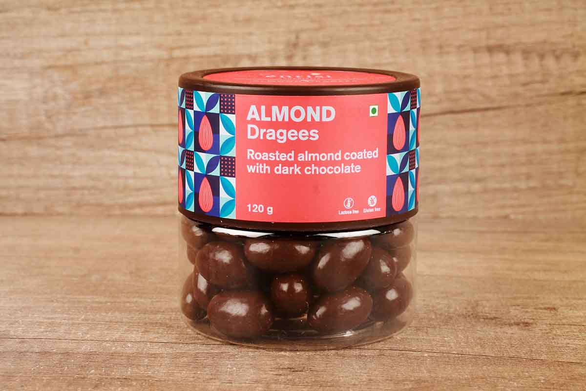 Entisi Roasted Almond Coated With Dark Chocolate Dragees 120 Gm