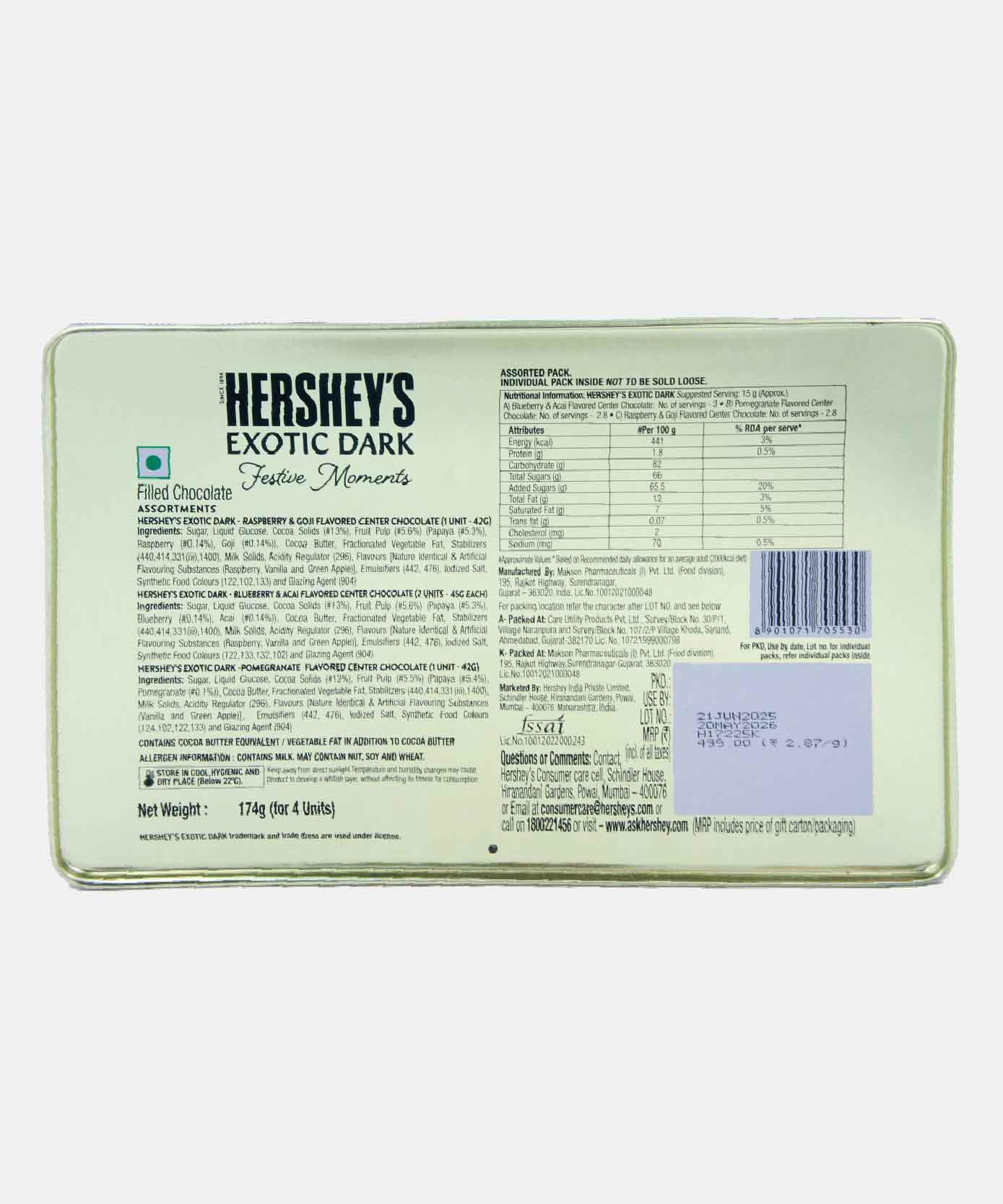 Hersheys Exotic Dark Festive Moments 174 Gm