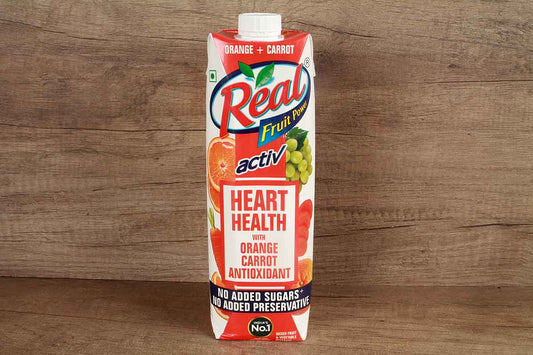 Real Activ Heart Health With Mixed Fruit And Vegitable Beverage Orange Carrot Antioxidant Juice 1 Ltr