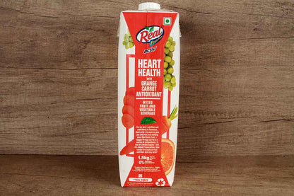 Real Activ Heart Health With Mixed Fruit And Vegitable Beverage Orange Carrot Antioxidant Juice 1 Ltr