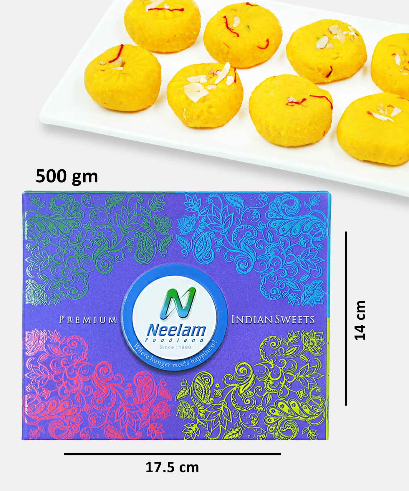 Kesar Round Peda Sweet 500 Gm