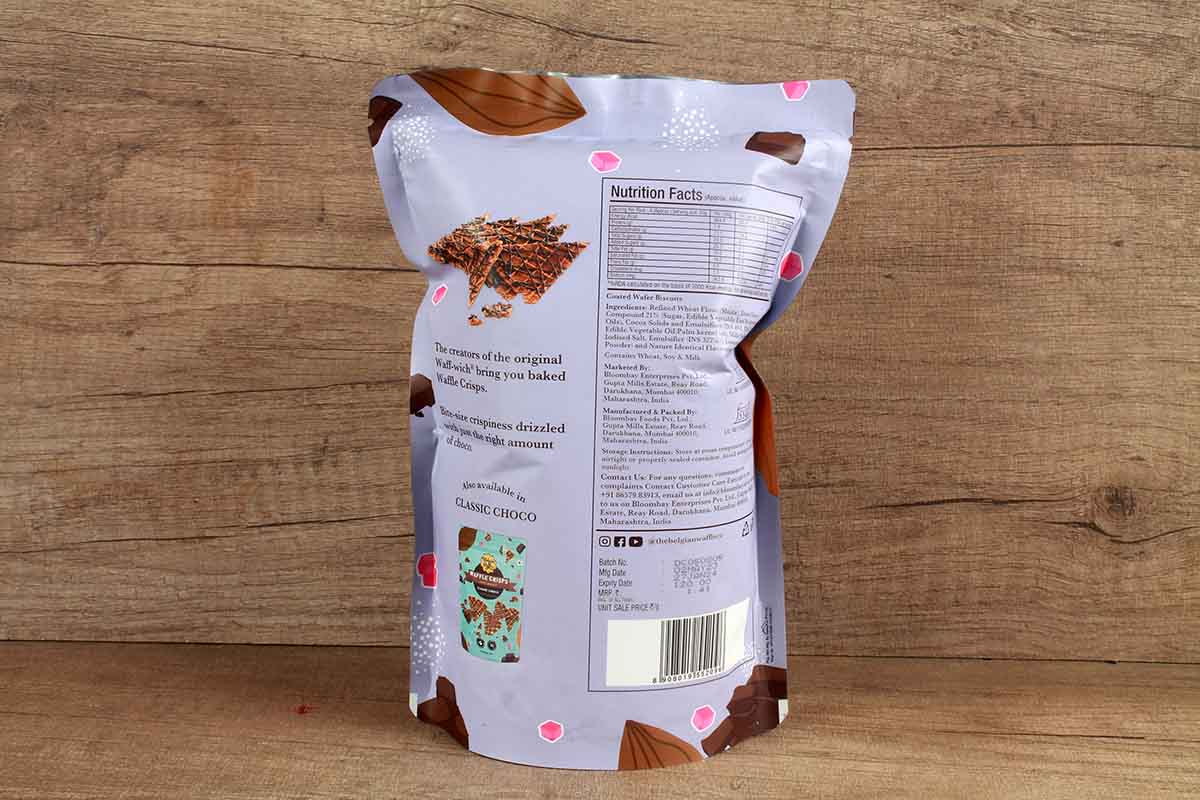 The Belgian Waffle Co Waffle Crisps Double Chocolate Flavour 85 Gm