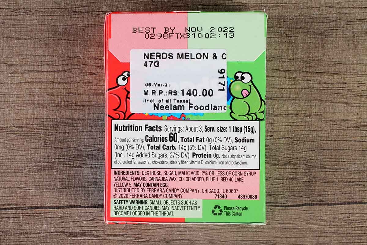 Nerds Melon & Cherry Crunchy Candy 47 Gm