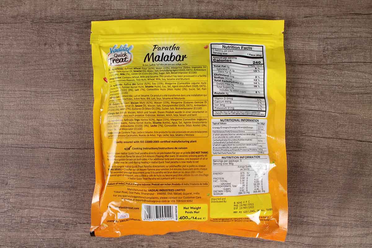 Vadilal Malabar Paratha 400 Gm