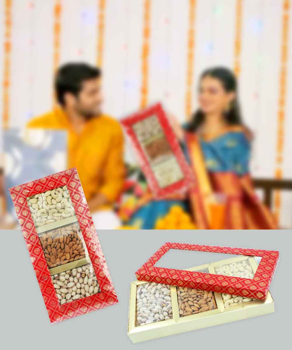 Royal Trio Dry Fruit Box - Crimson
