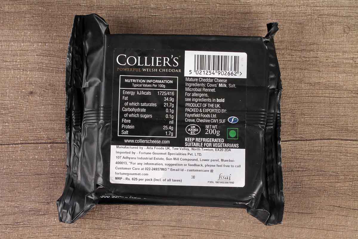 Colliers 100 % Welsh Milk Mature Cheddar Cheese 200 Gm