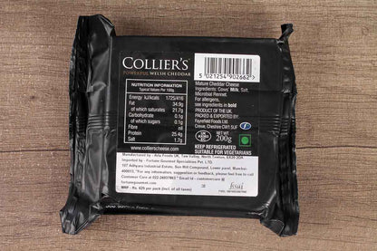 Colliers 100 % Welsh Milk Mature Cheddar Cheese 200 Gm