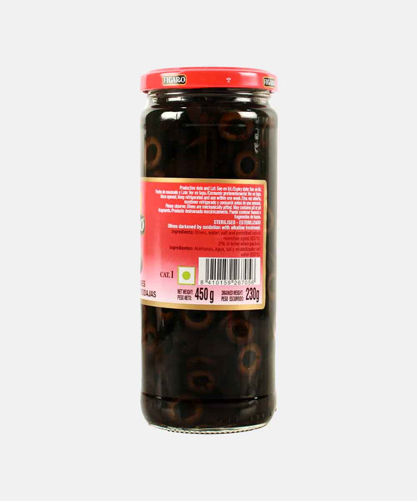 FIGARO BLACK OLIVES SLICED 450 GM