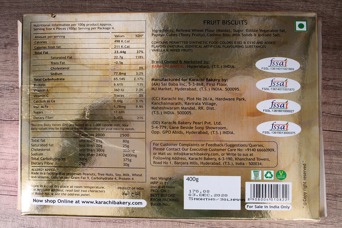 Hyderabad Karachi Bakerys Fruit Biscuits 400 Gm